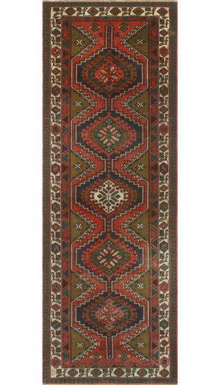 Fine Vintage Distressed Jakeem Navy/Purple Runner, 3'7x10'3