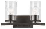 Crosby 15.25" 2-Light Vanity Light With Clear Glass, Olde Bronze