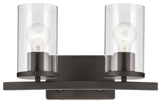 Crosby 15.25" 2-Light Vanity Light With Clear Glass, Olde Bronze