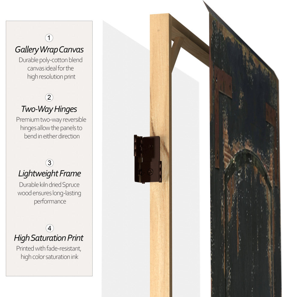 6' Tall Double Sided Black Door Canvas Room Divider