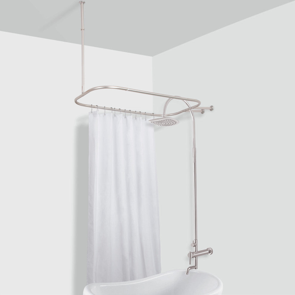 Utopia Alley Rustproof Aluminum Hoop Shower Rod With Ceiling Support for Clawfoo