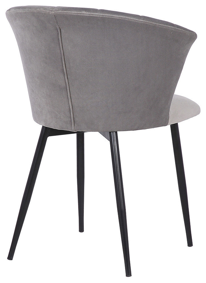 Lala Contemporary Dining Chair, Black Powder Coated and Gray Velvet