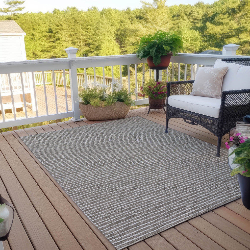 Indoor/Outdoor Laidley LA1 Taupe Machine Washable 9' x 12' Rug