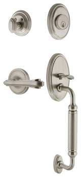 Classic Plate C Grip Entry Set Fleur Lever, Satin Nickel, 2-3/8", Left