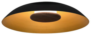 Volo Flush Mount, Noir, Brushed Brass/ Black Leather/Dark Stained Walnut, 3000K