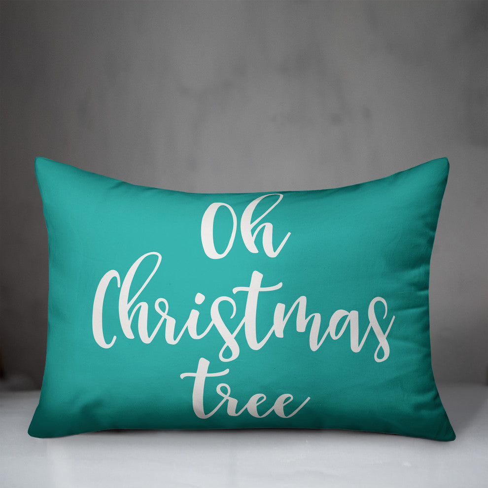 Oh Christmas Tree, Teal 14x20 Lumbar Pillow