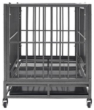 vidaXL Dog Cage Dog Crate with Removable Tray Lockable Wheels Dog Kennel Steel