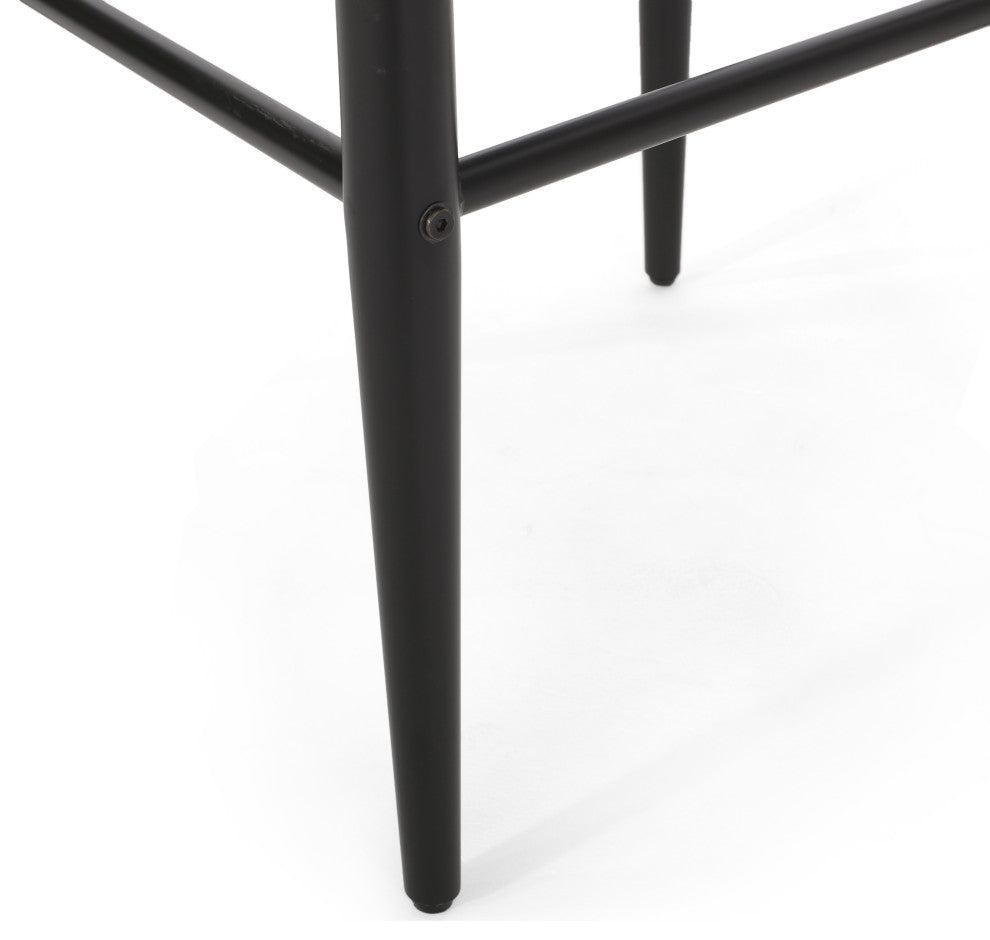 Camas Modern Fabric Upholstered Iron 30" Barstools, Set of 2, Charcoal/Black