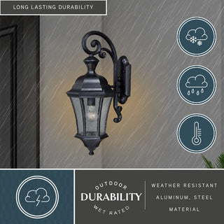 Aberdeen Motion Sensor Dusk to Dawn Outdoor Wall Light Shiny Black