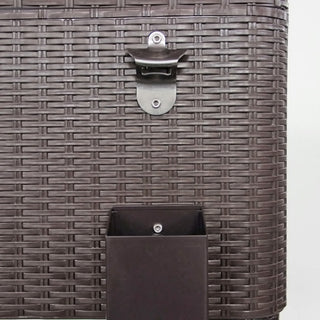 80 Quart Outdoor Rolling Cooler/Beverage Cart, Brown Wicker