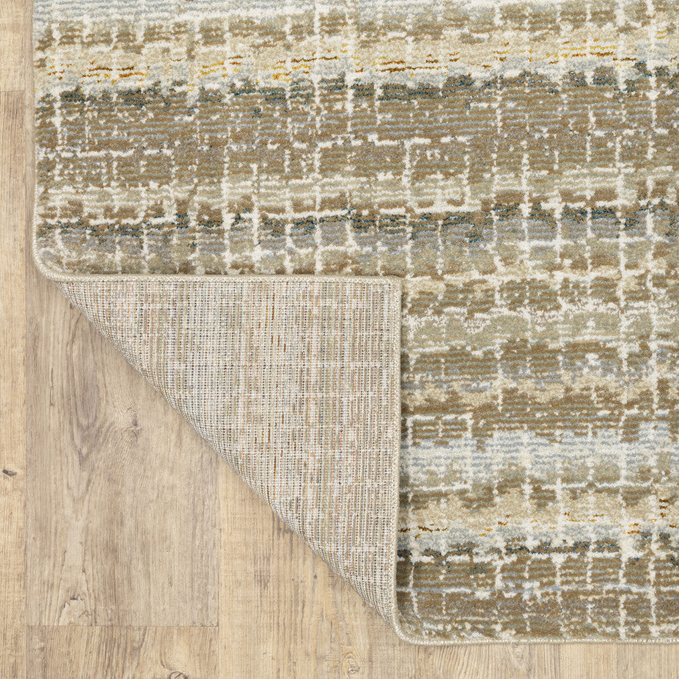 Aegina Gridwork Plaid Ivory/ Grey Area Rug 6'7" x 9'6"