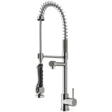 VIGO Zurich 27" H Single Handle Pull-Down Sprayer Kitchen Faucet, Stainless Steel, Without Extras