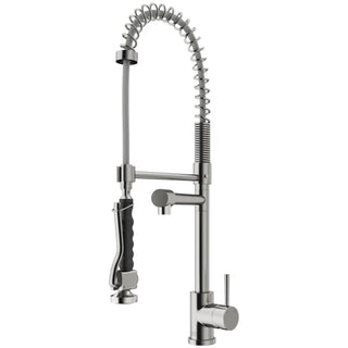 VIGO Zurich 27" H Single Handle Pull-Down Sprayer Kitchen Faucet, Stainless Steel, Without Extras