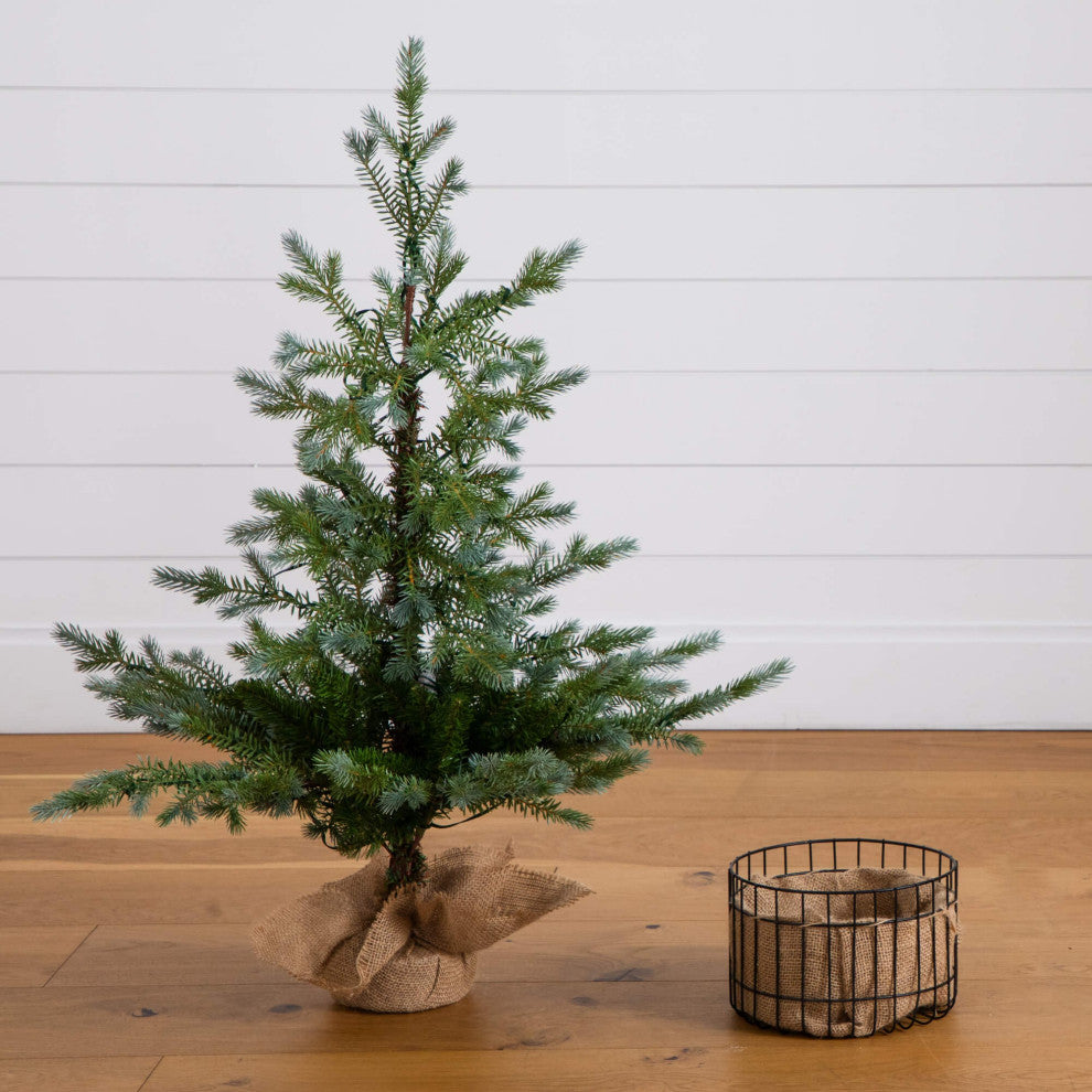 3ft. Pre-Lit Artificial Christmas Tree, Planter, 30 Warm White LED Lights