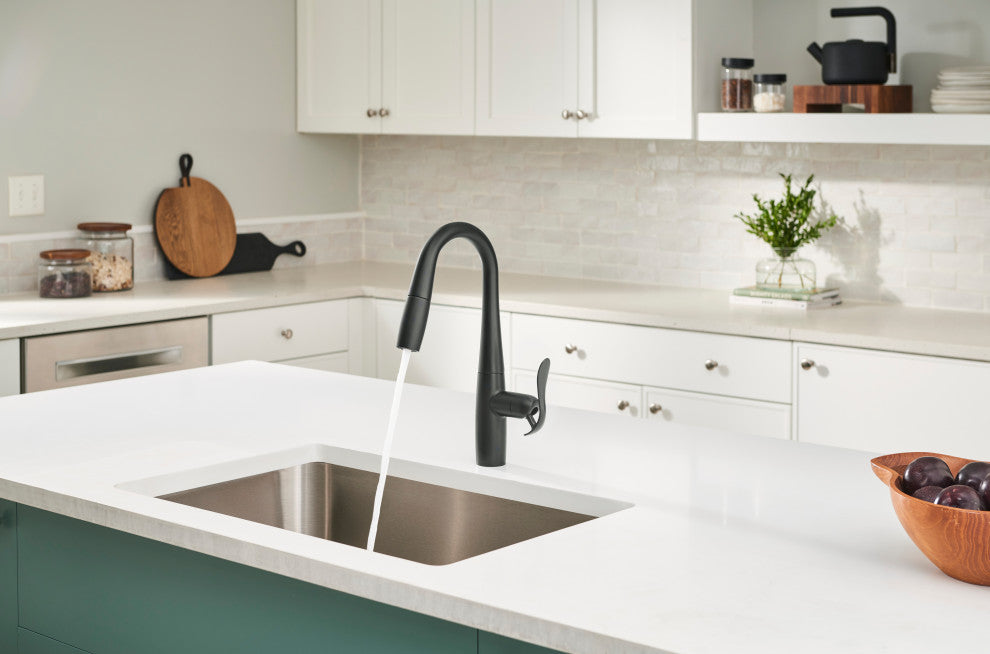 Selene Single Handle Pull-Down Prep Faucet Chrome, Satin Black