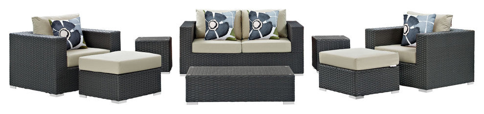 Sojourn 8-Piece Outdoor Patio Sunbrella Sectional Set