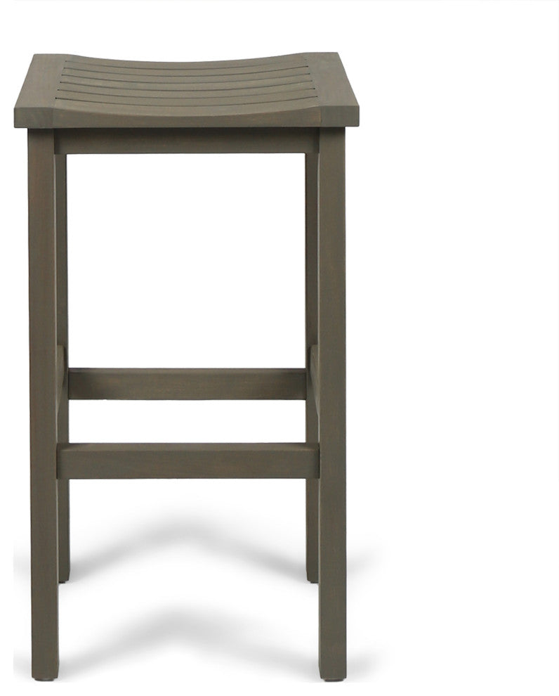GDF Studio Cassie Outdoor 30" Acacia Wood Barstools, Gray, Set of 4