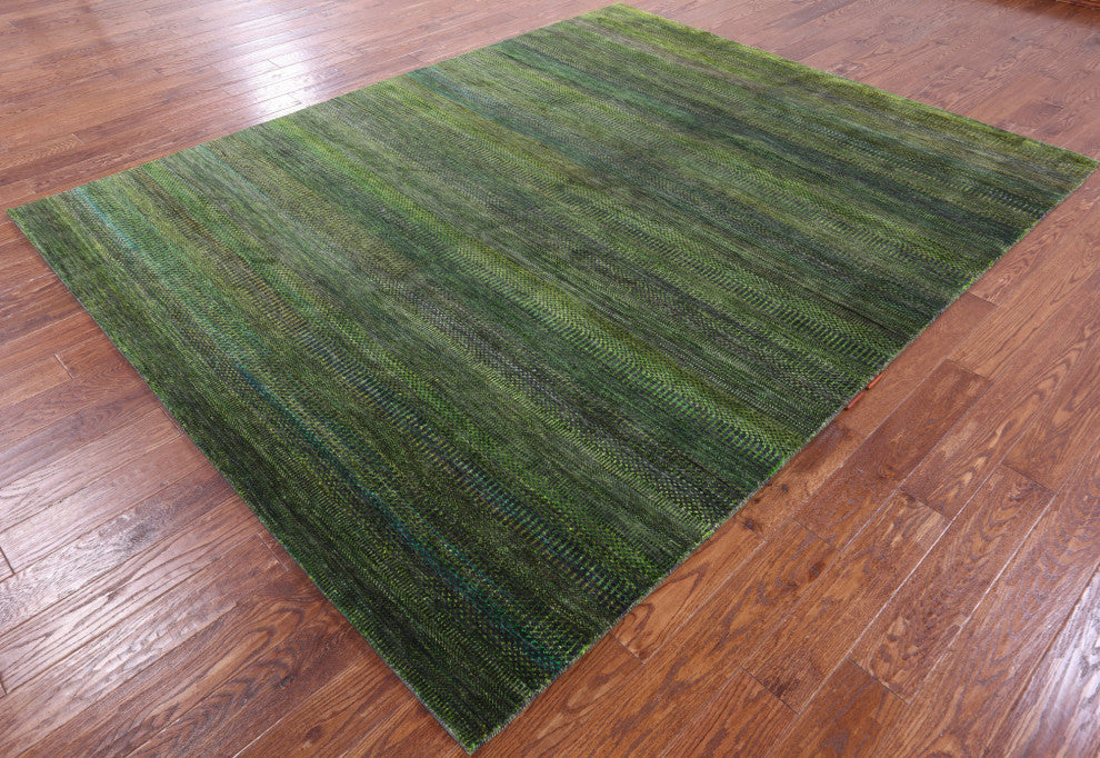 7' 10" X 9' 10" Super Savannah Gabbeh Hand Knotted Wool & Silk Rug - Q13061
