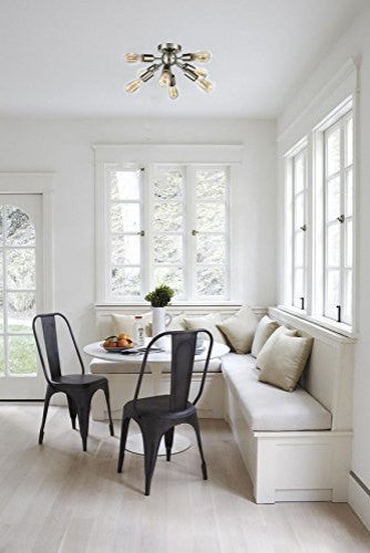 Milano Sputnik Ceiling Light 8-light Flush Mount Fixture, Brushed Nickel