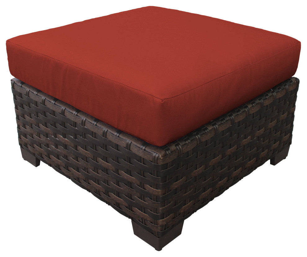 kathy ireland River Brook 8 Piece Wicker Patio Furniture Set, Cinnamon