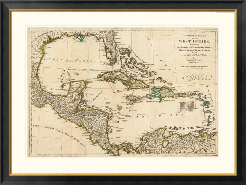 "A Complete Map of the West Indies, 1776"  by Robert Sayer, 46x35"