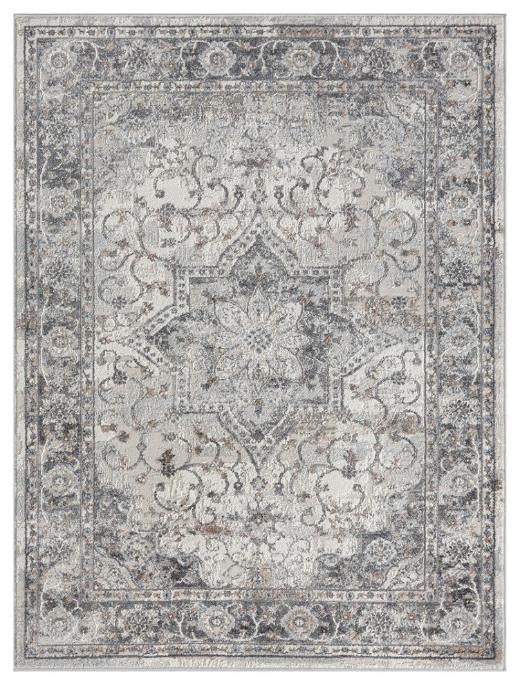 Frances Medallion Woven Area Rug/Runner, Gray, Gray, 5' x 7'