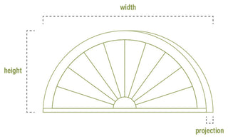 36"W x 18"H x 2"P Half Round Spoked Pediment