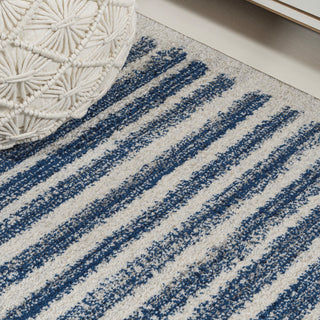 Khalil Modern Berber Stripe Cream/Navy 3 ft. x 5 ft. Area Rug
