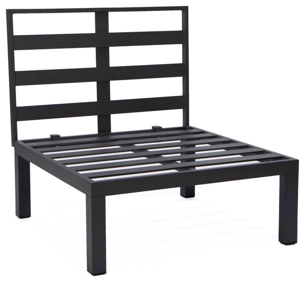 LeisureMod HSFBL-7BL Hamilton 7-Pcs Conversation Set Fire Pit Table&Cushions
