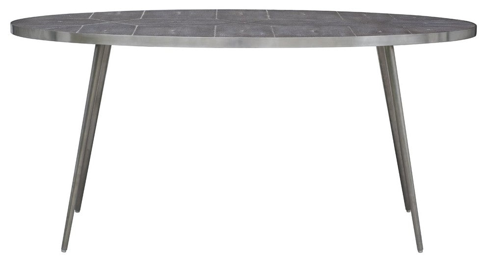 Magnus Coffee Table in Grey Shagreen and Brushed Stainless Steel