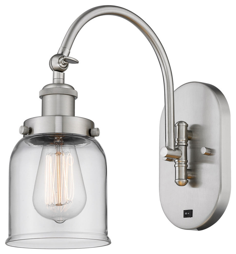 Bell Sconce, Brushed Satin Nickel, Clear, Clear