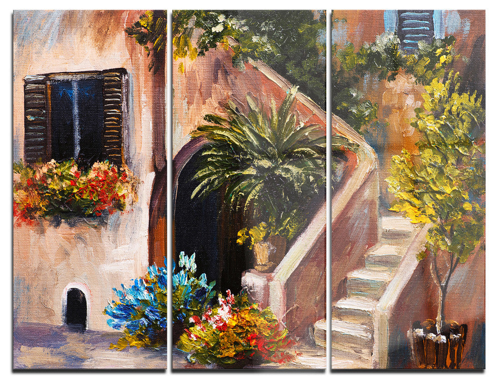 "Summer Terrace" Glossy Metal Wall Art, 3 Panels, 36"x28"
