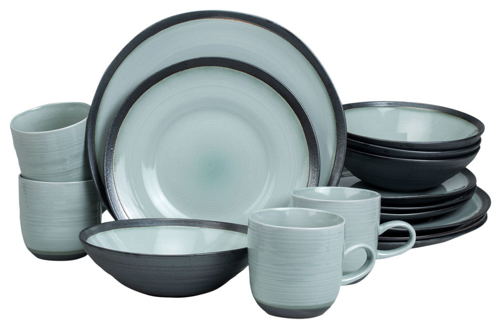 Diana 16 Piece Reactive Metallic Porcelain Dinnerware Set, Service for 4