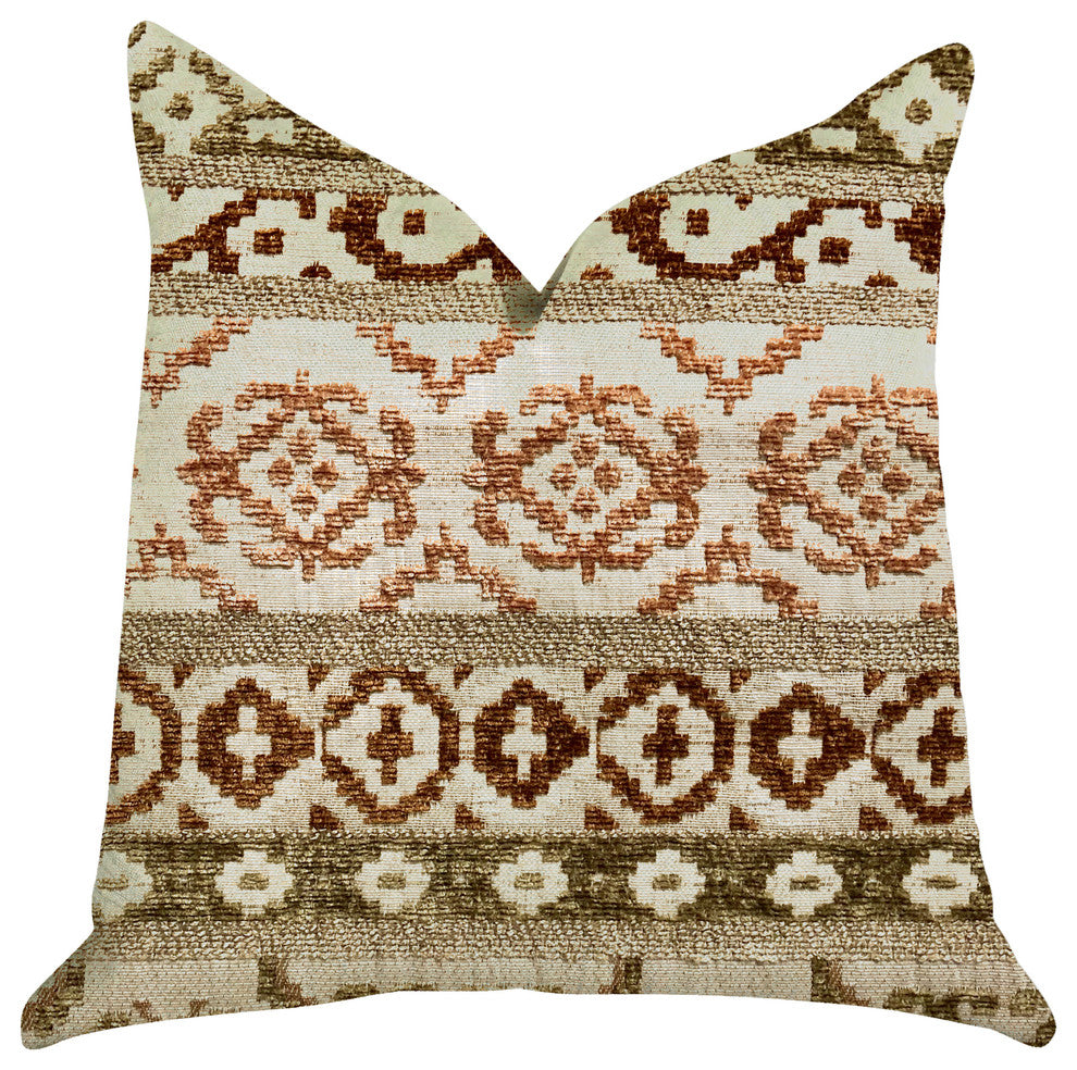 Arabesque Shades of Brown Luxury Throw Pillow, 22"x22"