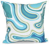 Agate, Geometric Print Outdoor Pillow, Teal, 20"x20"