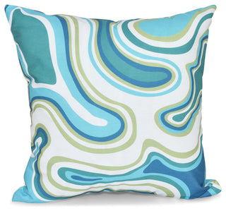 Agate, Geometric Print Outdoor Pillow, Teal, 20"x20"