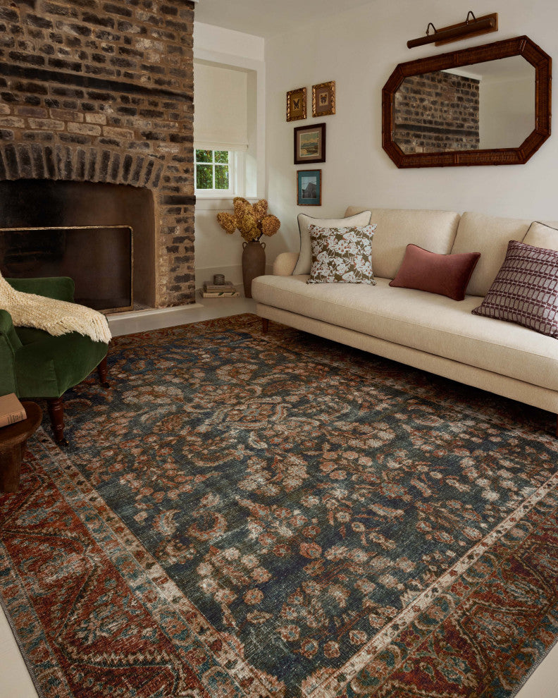 Chris Loves Julia x Loloi Jules Ocean / Spice 3'-6" x 5'-6" Area Rug