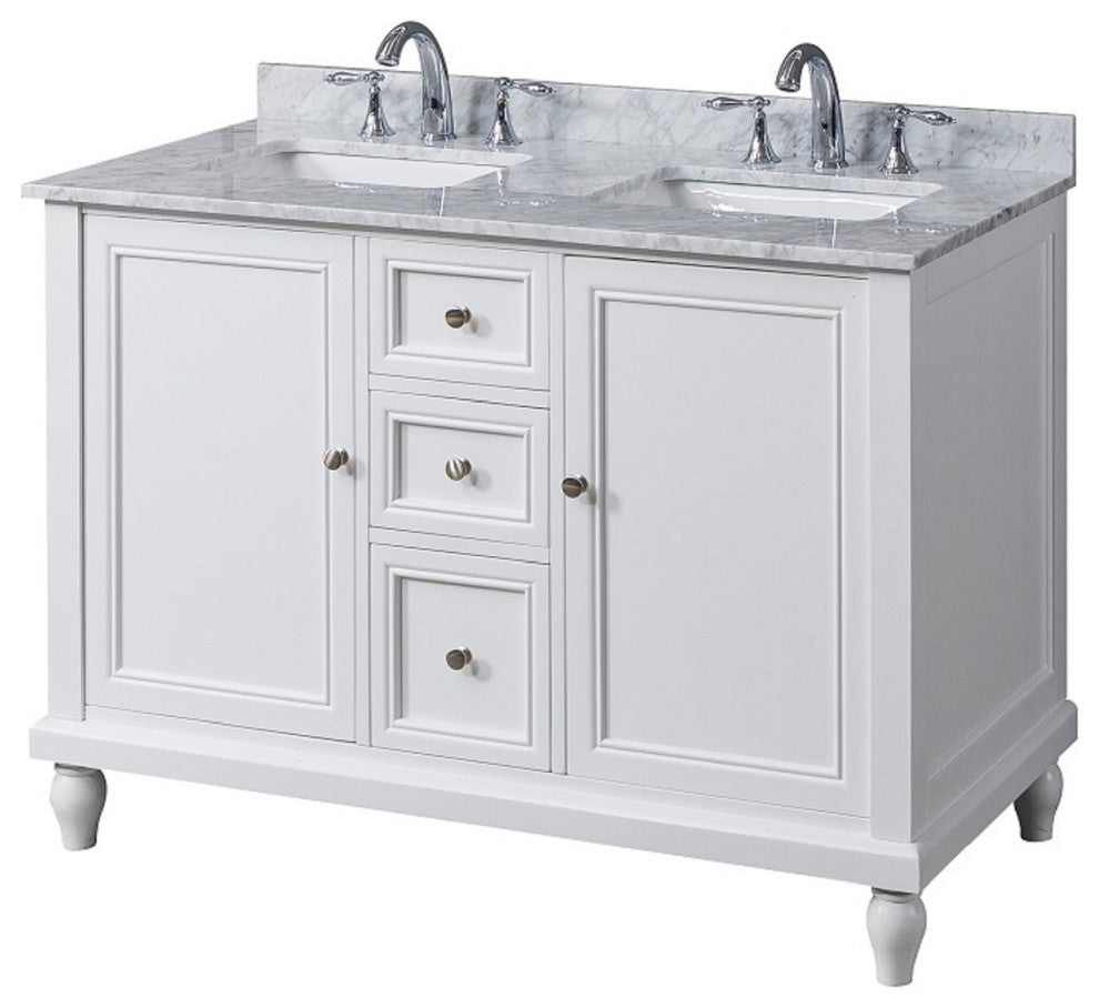 48" Classic Double Bath Vanity, White
