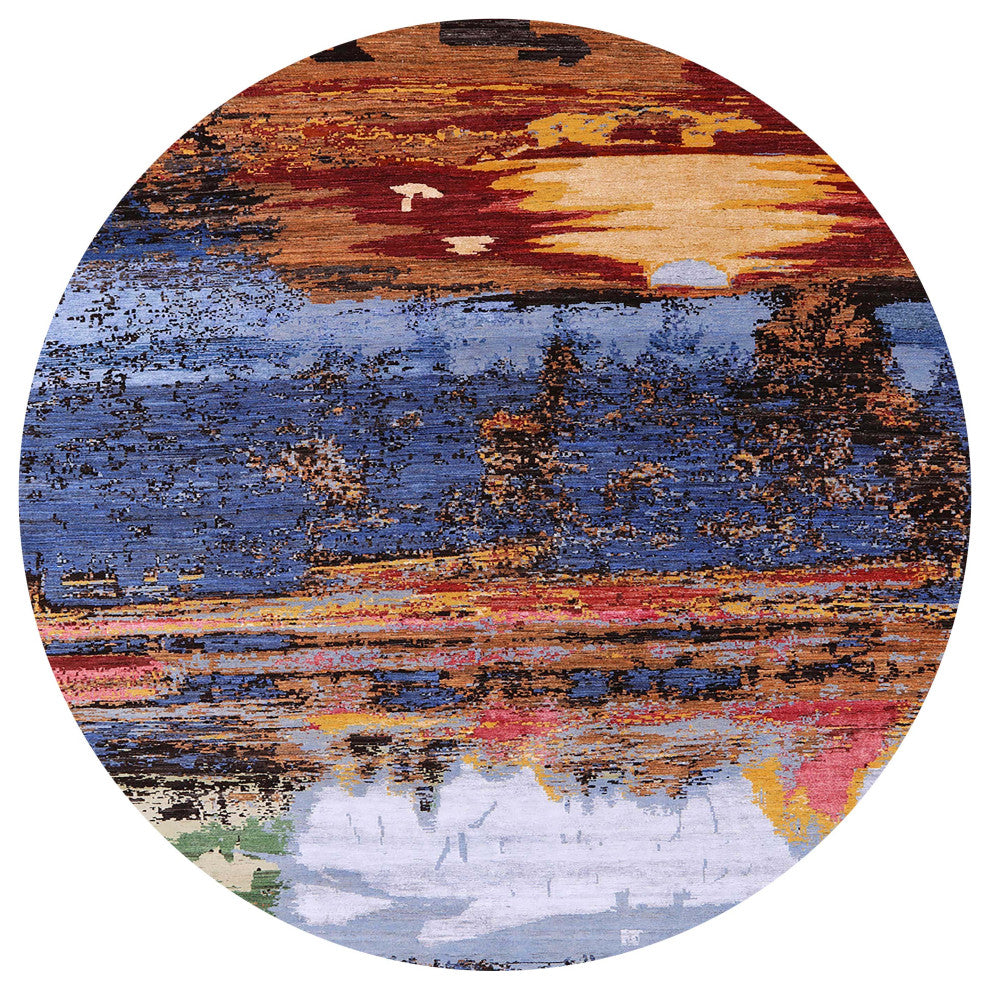 Ahgly Company Indoor Round Mid-Century Modern Area Rugs, 3' Round