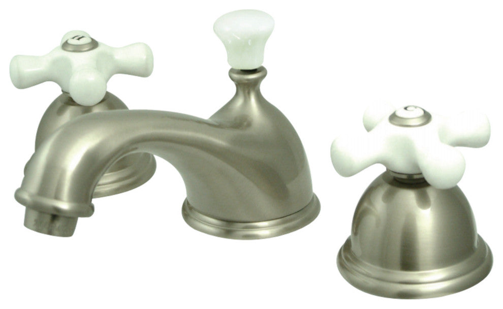 Kingston Brass Widespread Bathroom Faucet With Brass Pop-Up, Brushed Nickel