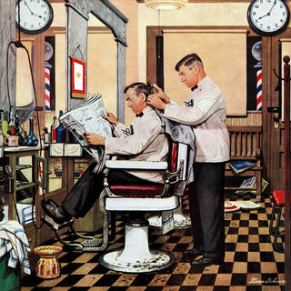"Barber Getting Haircut" Art Print, 101x101 cm