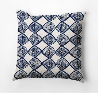 Cowry Check Outdoor Pillow, Navy, 18"x18"