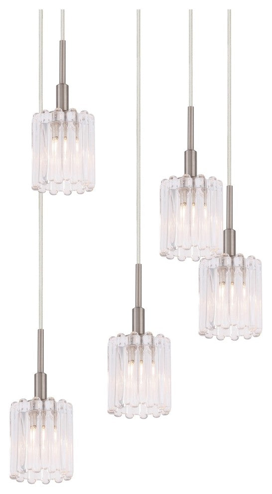 Woodbridge Lighting Candice 5-light Glass Cluster Pendant in Nickel