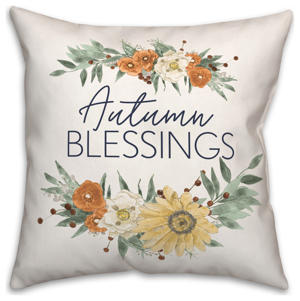 Autumn Blessings Floral 18x18 Spun Poly Pillow