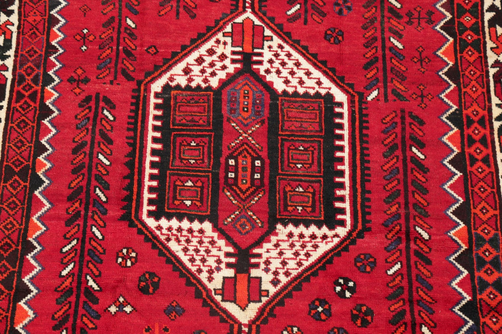 Consigned, Oriental Traditional Handmade Persian Distressed Area Rug, Red, 5x9