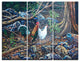 "Jungle Fowl in Forest" Digital Metal Wall Art, 3 Panels, 36"x28"