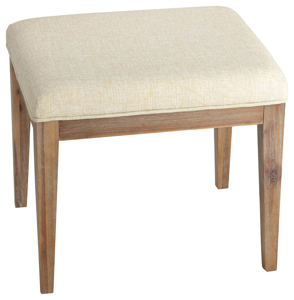 Cortesi Home Onel Vanity Bench with Neutral Linen Fabric, 20" Wide