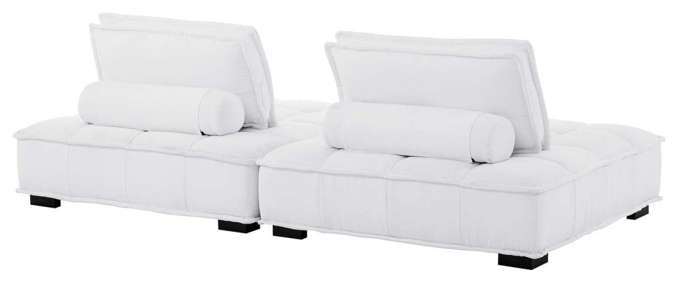 Saunter Tufted Fabric Fabric 2-Piece Loveseat White