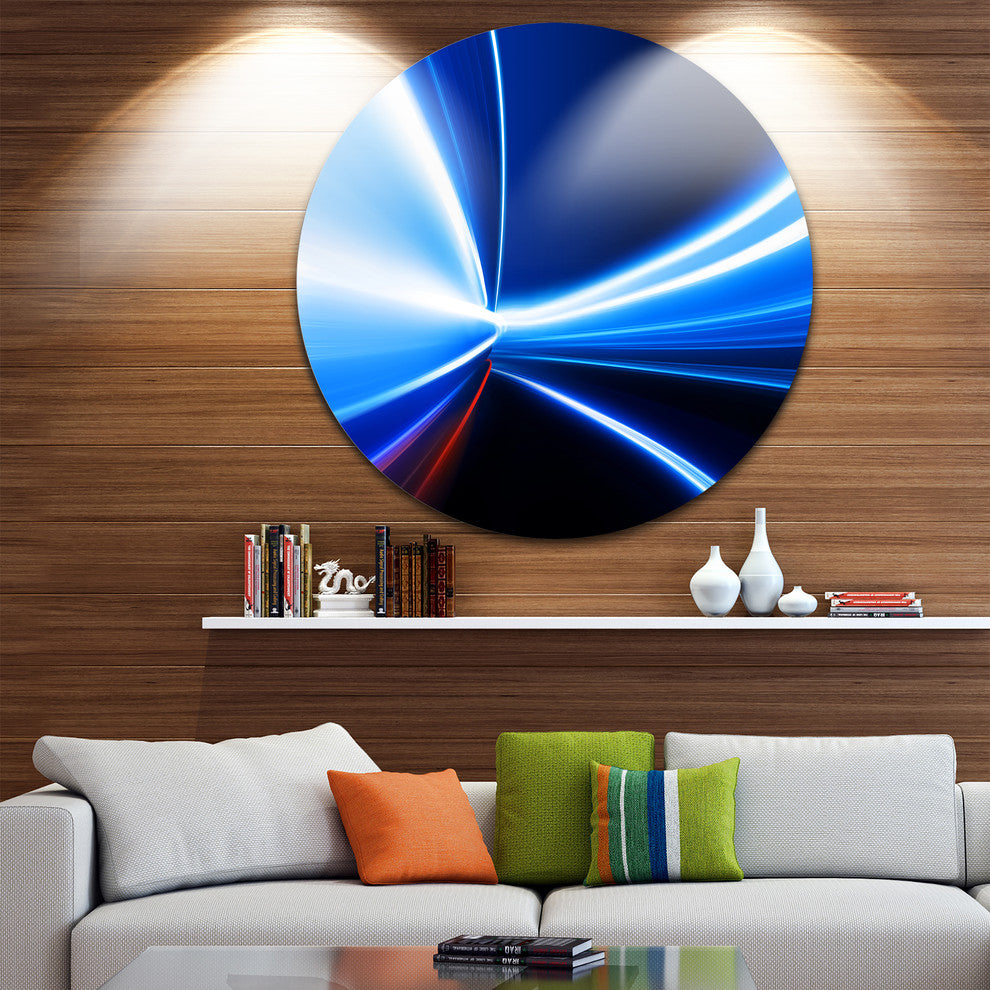 Speed On Night Road, Abstract Digital Art Round Metal Wall Art, 23"