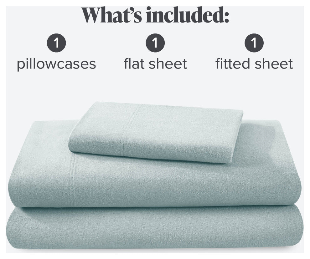 Bare Home Cotton Flannel Sheet Set, Light Blue, Twin Xl